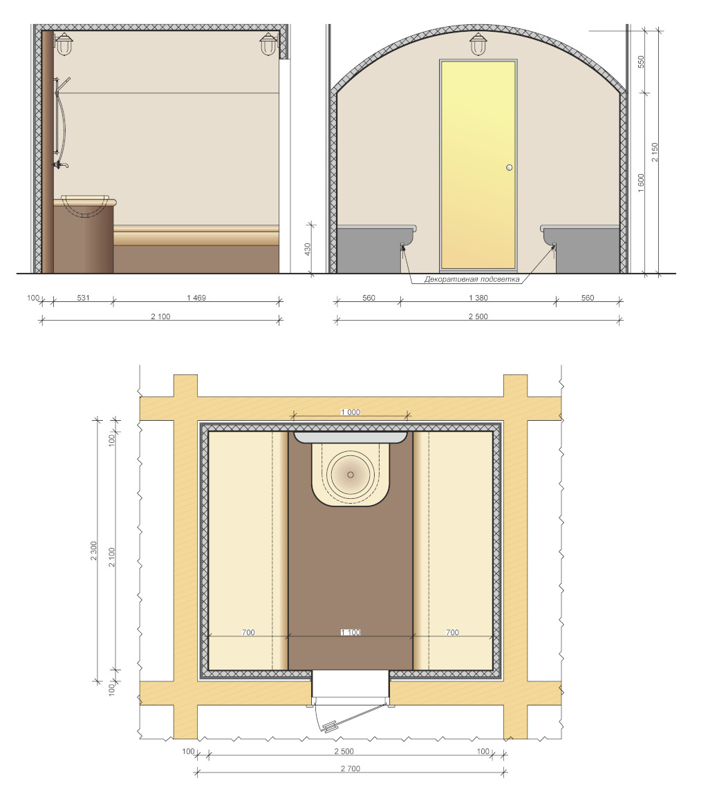 Проект хамама с комнатой отдыха
